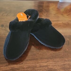 Sporto Black Faux-Fur Women's Slip-On Slippers